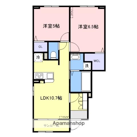 カルム併川Ⅰ(2LDK/1階)の間取り写真
