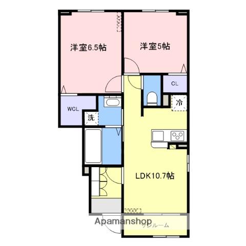 カルム併川Ⅰ(2LDK/1階)の間取り写真
