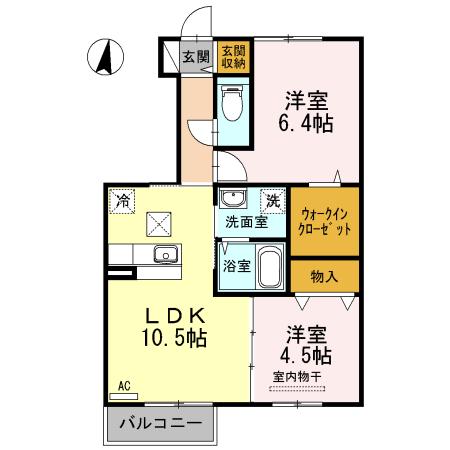 ボン・ファミーユ(2LDK/1階)の間取り写真