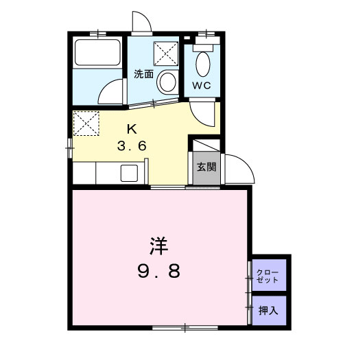 Y.S-2(1K/1階)の間取り写真
