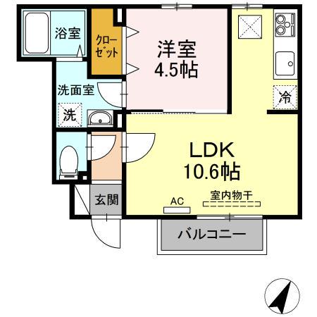 グランドゥ ププル(1LDK/1階)の間取り写真