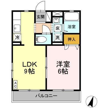 エスポアール壱番館(1LDK/1階)の間取り写真