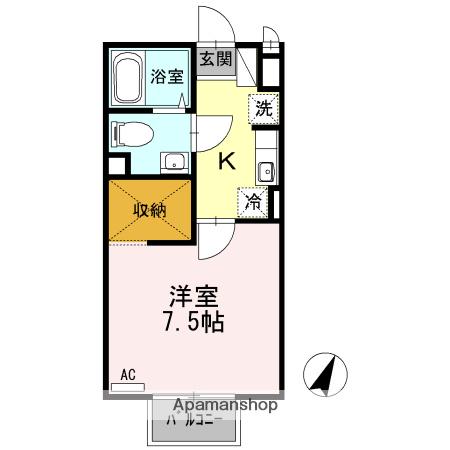 ジュネス山中(1K/2階)の間取り写真