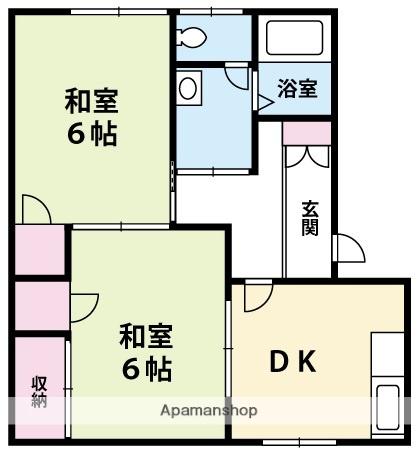 フレグランスⅠ(2DK/1階)の間取り写真