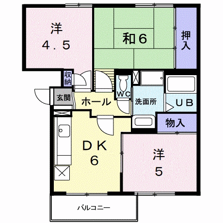 ハイム長通(3DK/3階)の間取り写真