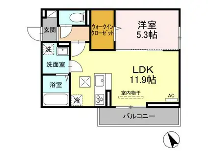 カーサ アリーナ(1LDK/1階)の間取り写真