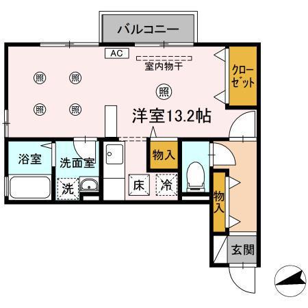パストラルK B棟(ワンルーム/1階)の間取り写真