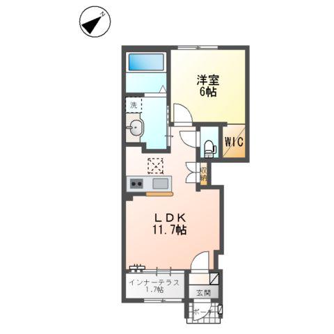 LA PAUSE 東出雲(1LDK/1階)の間取り写真