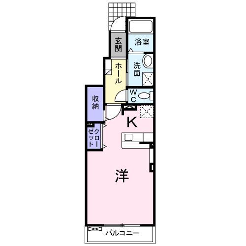 ラメゾンプロスペリテⅠ(1K/1階)の間取り写真