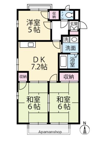フレグランスⅡ(3DK/2階)の間取り写真