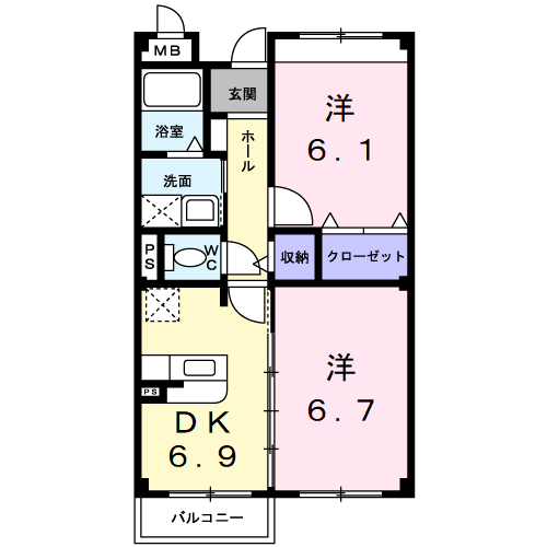 エテルノ(2DK/3階)の間取り写真
