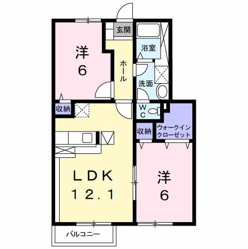 エヴァーグリーン(2LDK/1階)の間取り写真