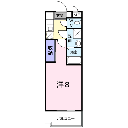 SUNNYコア・T2(1K/1階)の間取り写真
