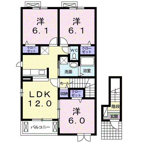 リヴァリエ Ⅱ(3LDK/2階)の間取り写真