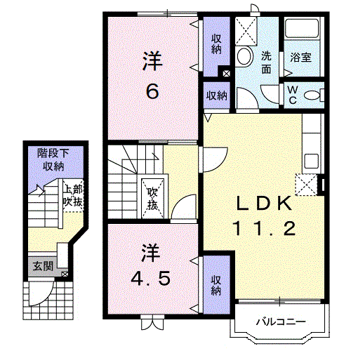 コーポビッグゲートC(2LDK/2階)の間取り写真