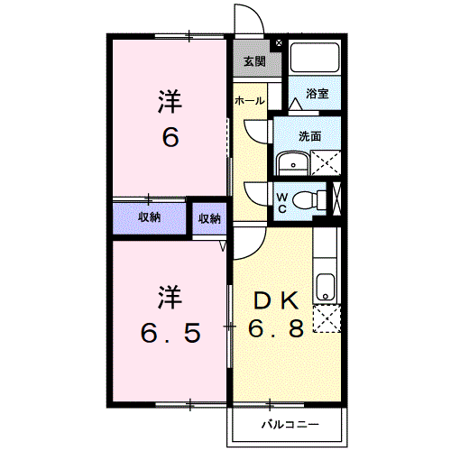 チェリーコート2(2DK/2階)の間取り写真