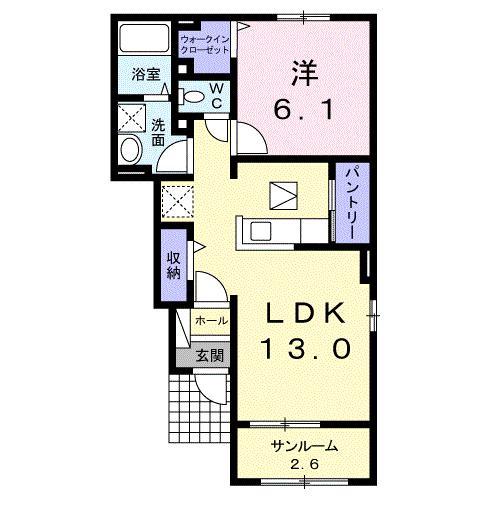 ディア コートA(1LDK/1階)の間取り写真