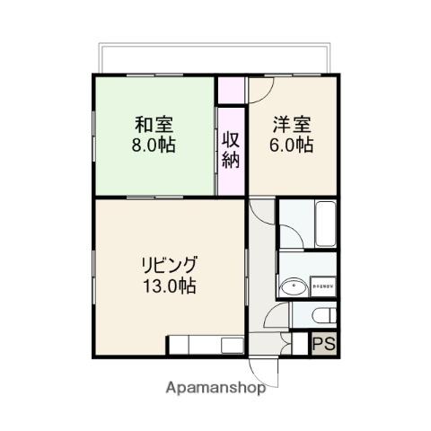 カサローゼ浜乃木PARTⅢ(2LDK/3階)の間取り写真