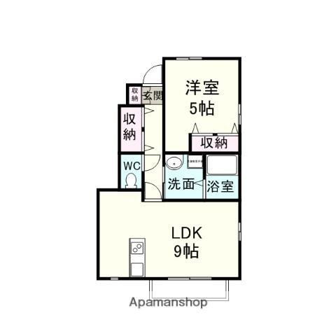 島根県松江市 2階建 築21年(1LDK/1階)の間取り写真