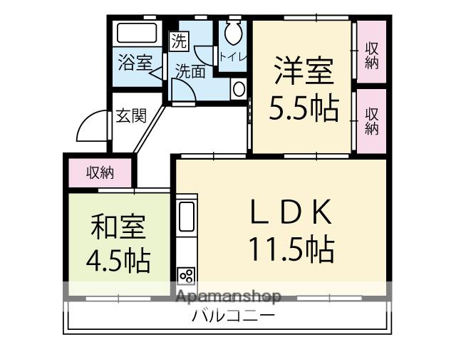 パークサイド三日月(2LDK/3階)の間取り写真