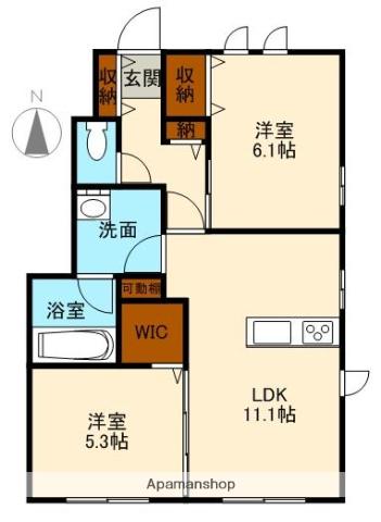 パークコート イケダB(2LDK/1階)の間取り写真