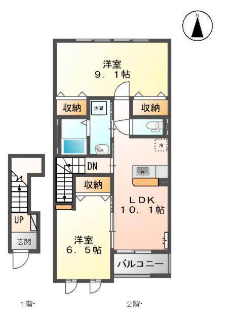 ボヌールⅡ(2LDK/2階)の間取り写真