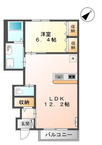 ガーデンコート上乃木(1LDK/1階)の間取り写真
