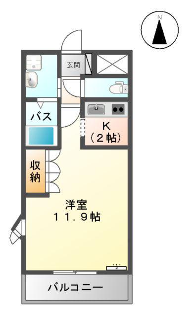 ネオ ヴィエント(1K/2階)の間取り写真
