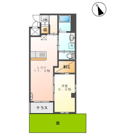 山陰本線 松江駅 徒歩28分 3階建 築12年(1LDK/1階)の間取り写真
