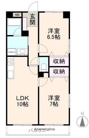 ディアコート(2LDK/8階)の間取り写真