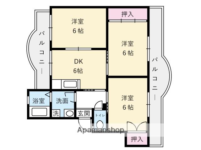 コーポ多久和(3DK/3階)の間取り写真