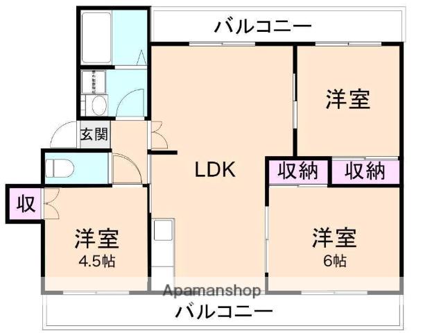 コーポ多久和(3LDK/3階)の間取り写真