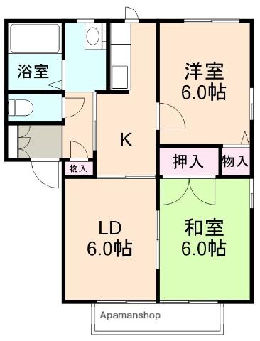 サンライズ・ヒル(2LDK/1階)の間取り写真