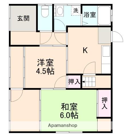 山陰本線 乃木駅 徒歩24分 1階建 築58年(2K)の間取り写真