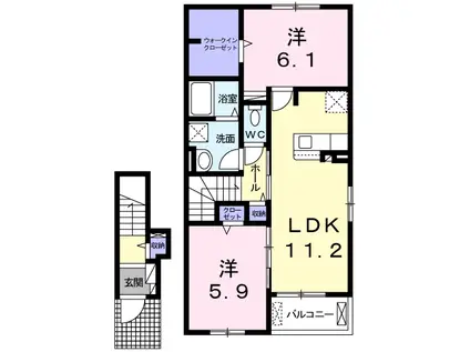 リアンB(2LDK/2階)の間取り写真