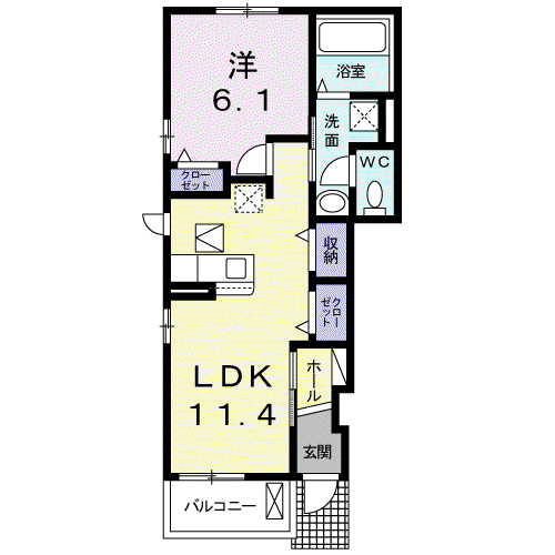 シトロンⅡ(1LDK/1階)の間取り写真