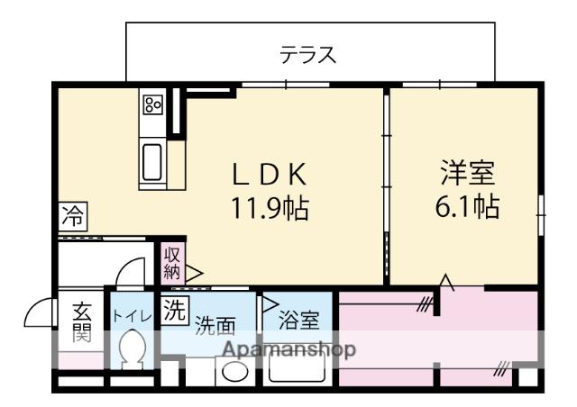 フランネル(1LDK/3階)の間取り写真
