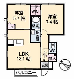 FORE CASTLE Ⅰ棟(2LDK/1階)の間取り写真
