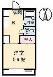 クレストピア新宮(1K/2階)の間取り写真