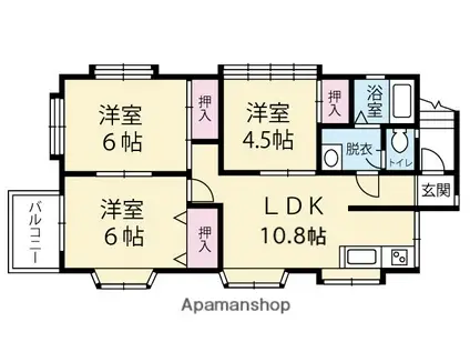 浜乃木T2階(3LDK/2階)の間取り写真