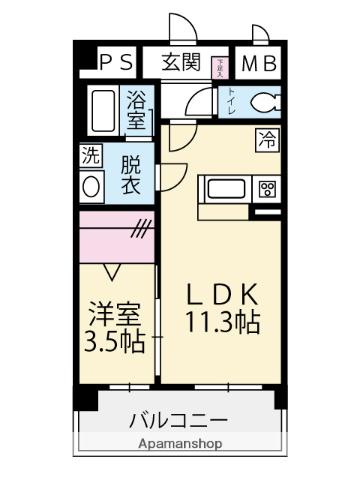 クレストコート松江駅南(1LDK/2階)の間取り写真