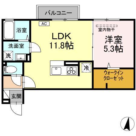 グランソレイユ(1LDK/2階)の間取り写真