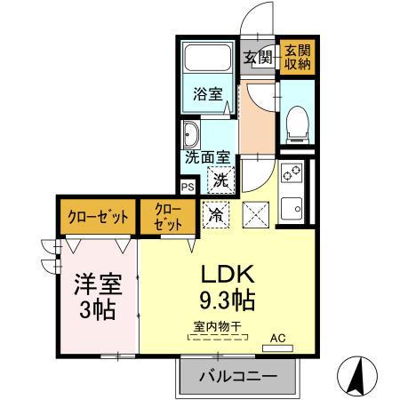 グランドゥ ヴァンベール(1LDK/1階)の間取り写真