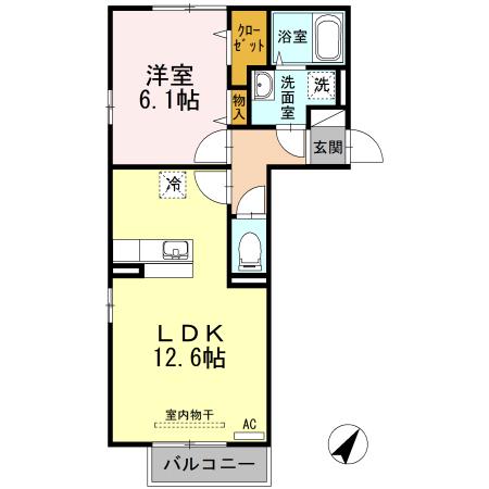 サンモール都Ⅵ(1LDK/2階)の間取り写真