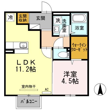 スライヴ(1LDK/2階)の間取り写真