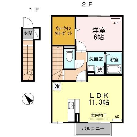 セブンシー(1LDK/2階)の間取り写真