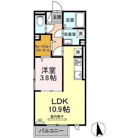 ルーチェ(1LDK/2階)の間取り写真