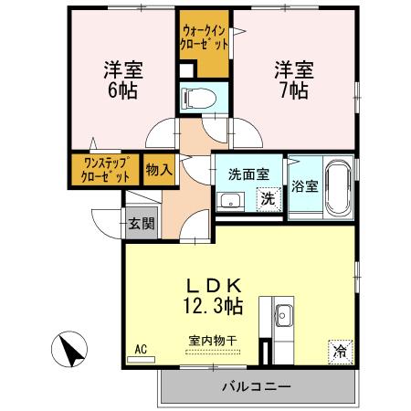 サンパティーク(2LDK/2階)の間取り写真