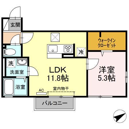 モッペル(1LDK/1階)の間取り写真
