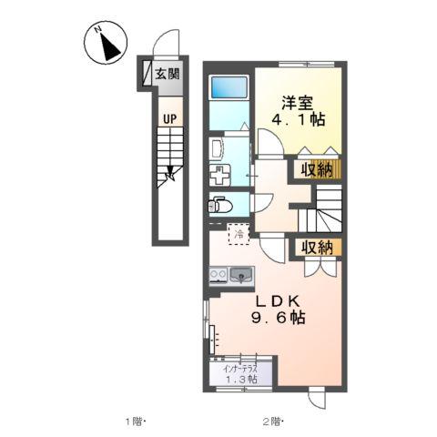 TRIANON.K(1LDK/2階)の間取り写真